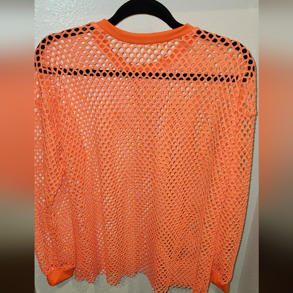 Ladies Medium Orange Mesh Blouse